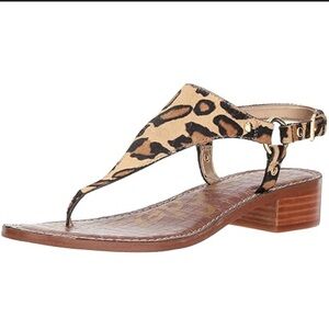 Sam Edelman Jude Leopard Print Calf Hair Thong Sandal